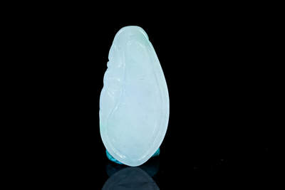 上海都达杂项专场四十七【全场包邮】  天然冰糯种翡翠（A货）精雕《多子多福》挂件90-13