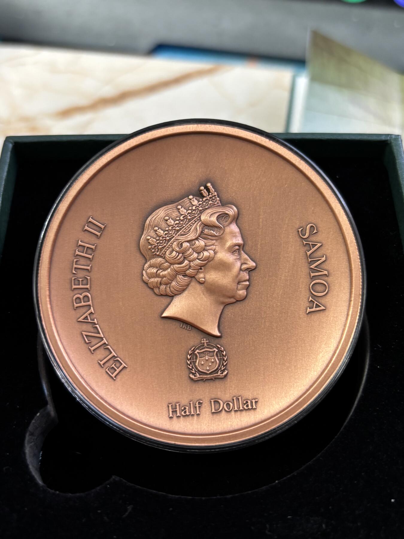 第190期拍卖 萨摩亚2020年半元仿古凹面铜币 海吉雅-健康与卫生的女神，其名称是英语