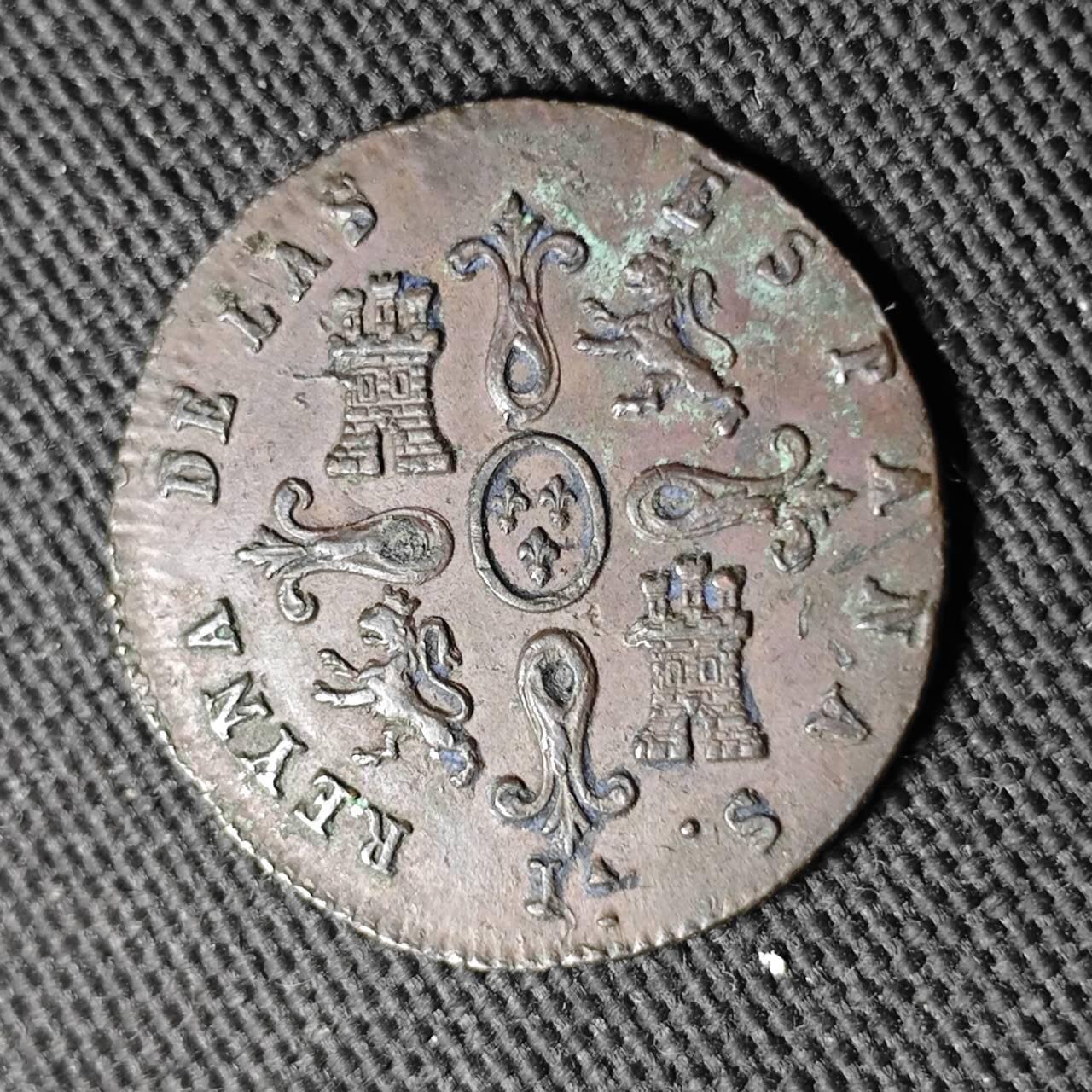 KK钱币收藏小铺  第399期  百期特拍（四拍之三）2月预留时间 周末发货  西班牙1846年伊莎贝拉8M铜币 狮子城堡 