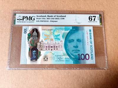 【Blue Auction】世界纸币精拍第782期——18级TOP拍卖/信誉/品质/专业/高效💫 - 苏格兰 2021年100镑 PMG67EPQ