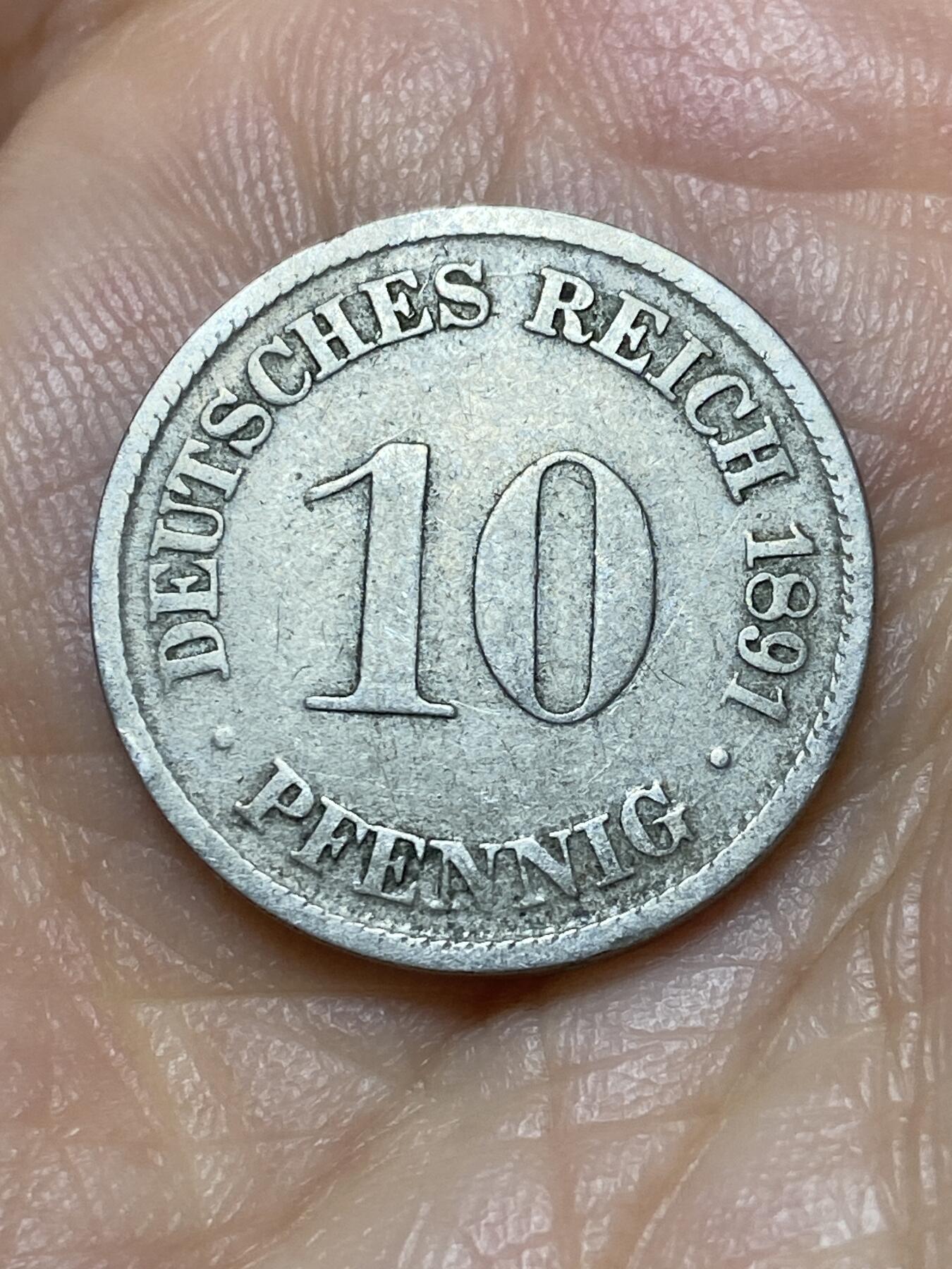 2026年第十九场(总第一百八十八场）外国好品散币场(免佣金) 德意志帝国1891年10芬尼(威廉二世时期，D标慕尼黑造)