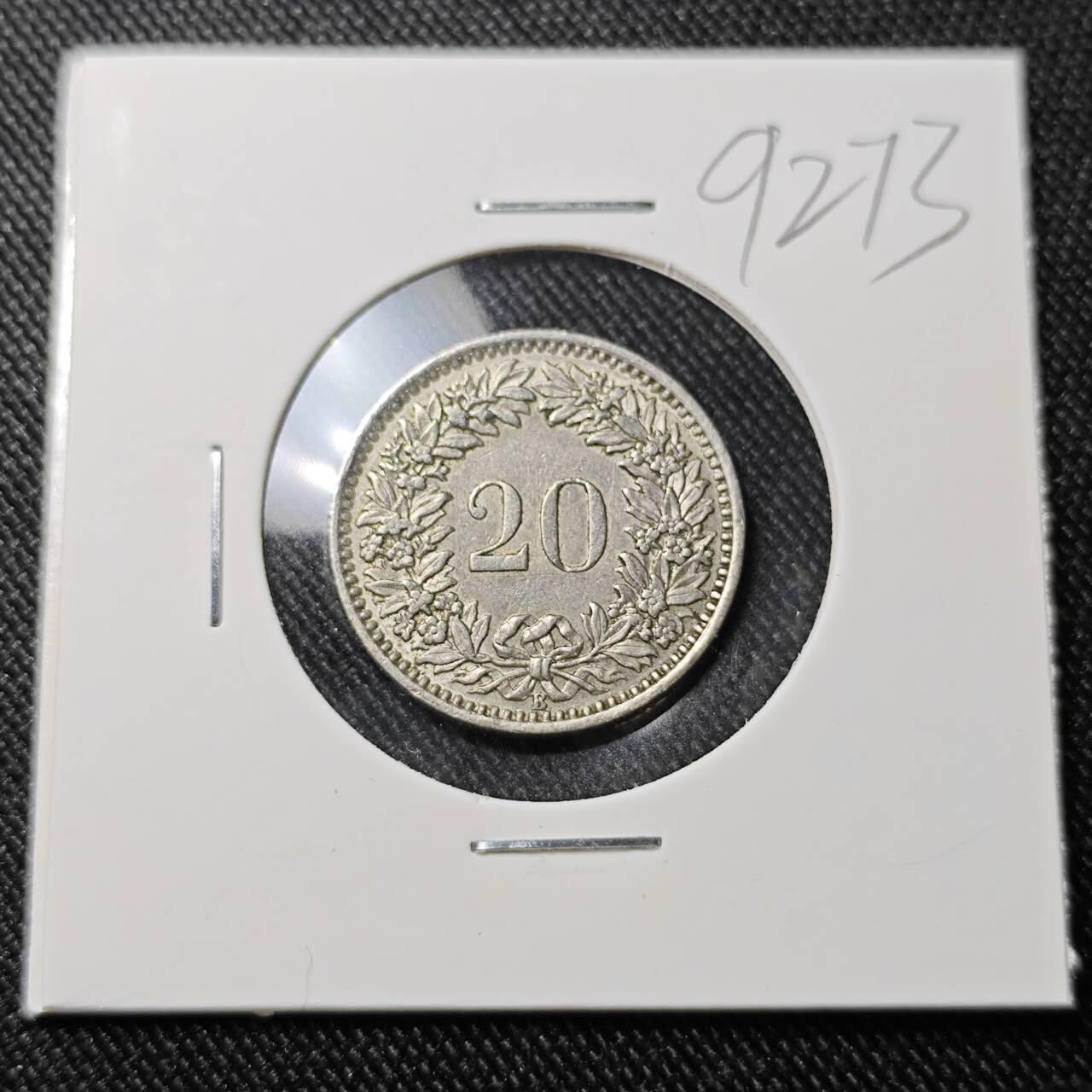 KK钱币收藏小铺  第392期  2月预留时间 周末发货  瑞士20分