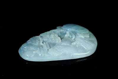 上海都达杂项专场四十七【全场包邮】  天然冰糯种翡翠（A货）精雕《松壑清音》挂件90-16