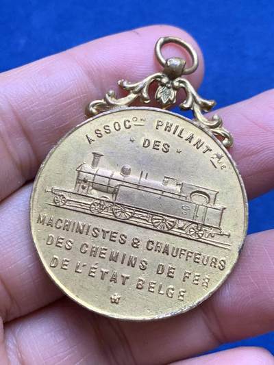 《竞宝斋》第465场 周日，周一，周二，3场连拍 （全场包邮）欢迎送拍 - 比利时国家铁路镀金铜章，21.89g，36.2mm