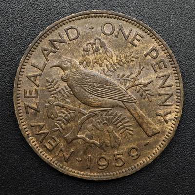 【淘币小摊】实时拍第八百六十三拍   小银币散币场   年前最后一周 之前的预留小年前全部发出 请更换最新收货地址  - 新西兰1959年伊丽莎白二世一便士铜币