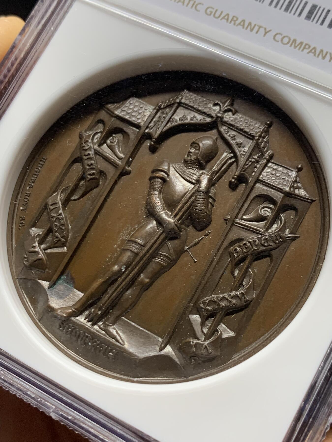 《竞宝斋》第465场 周日，周一，周二，3场连拍 （全场包邮）欢迎送拍 NGC MS64BN 瑞士1886年森帕赫战役胜利500周年纪念铜章 盒子加厚