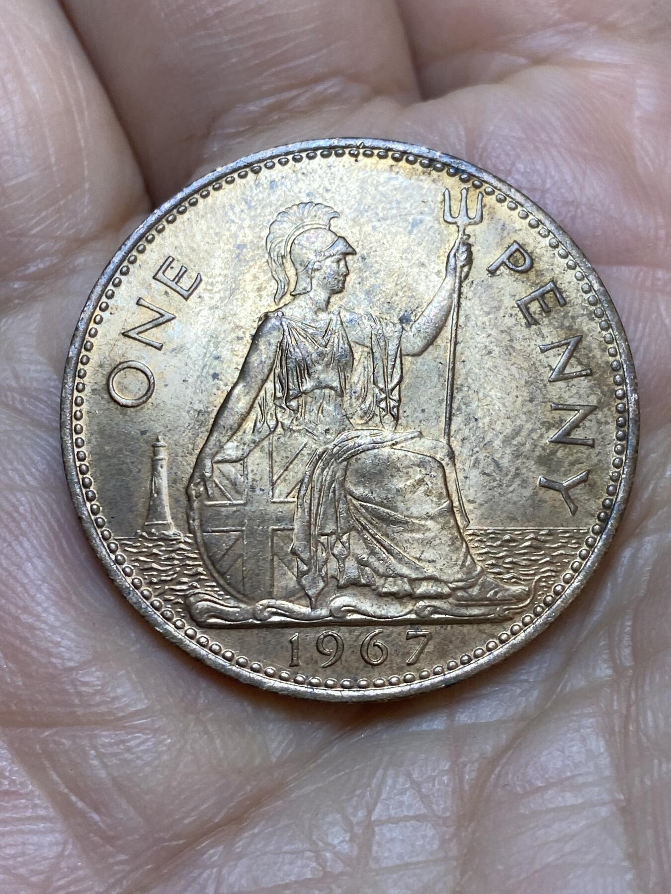 2026年第十九场(总第一百八十八场）外国好品散币场(免佣金) 英国🇬🇧1967年1便士(伊丽莎白二世青年桂冠第二版，普制币关门年)