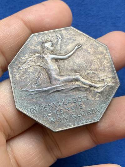 《竞宝斋》第465场 周日，周一，周二，3场连拍 （全场包邮）欢迎送拍 - 法国八角银质代币，O.Roty里昂商会，38.21g，41.6mm，丰饶角边铭