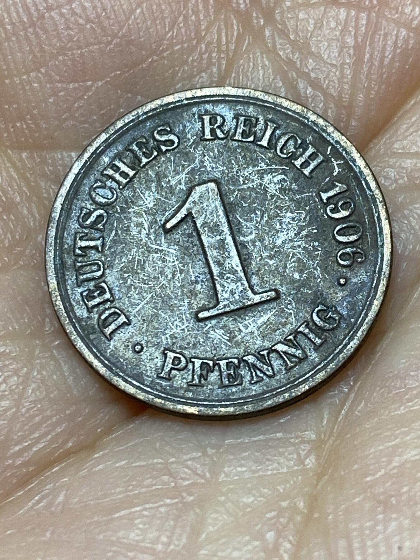 2026年第十九场(总第一百八十八场）外国好品散币场(免佣金) 德意志帝国1906年1芬尼(威廉二世时期，G标卡尔斯鲁厄造)