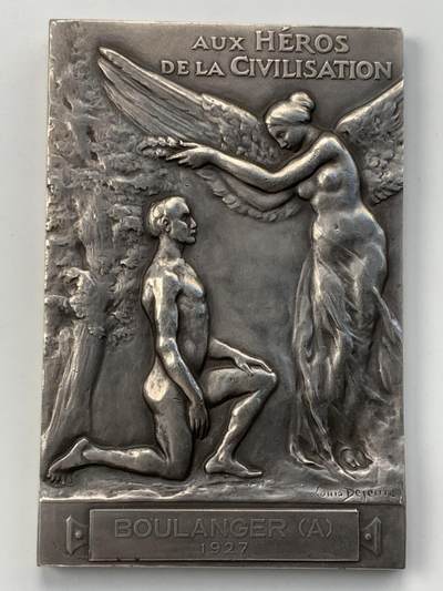 掌中浮雕-藏着的欧洲第052场 - 法国《卡内基基金会文明英雄荣誉纪念》大银章 ， 80mm✕53mm ，225g，作者: Louis Dejean