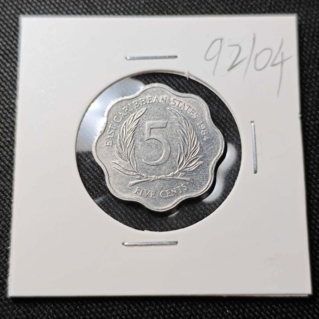 KK钱币收藏小铺  第392期  2月预留时间 周末发货  英属加勒比5分