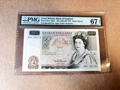 【Blue Auction】世界纸币精拍第782期——18级TOP拍卖/信誉/品质/专业/高效💫 - 【a版】英国 D序列 1981-88年50镑 PMG67EPQ 高分老壳