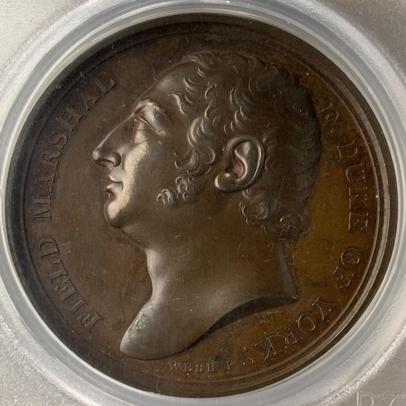 掌中浮雕-藏着的欧洲第052场 PCGS SP64 : 1813年英国皇家军事学院，王后给军校授旗， 41mm