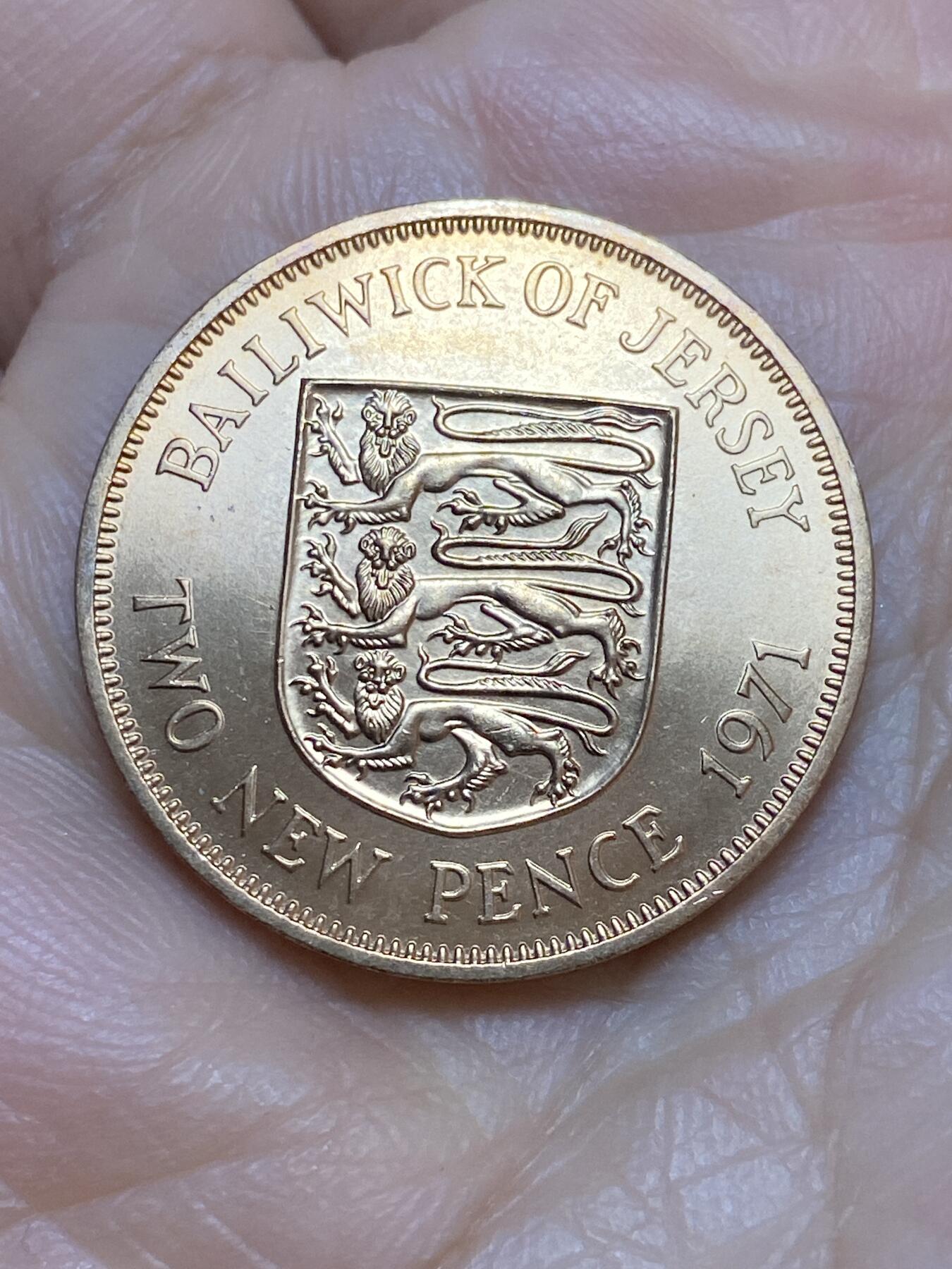 2026年第十九场(总第一百八十八场）外国好品散币场(免佣金) 原光好品–英属泽西岛🇯🇪1971年2新便士(伊丽莎白二世中年花冠，十进制第一套首发年)