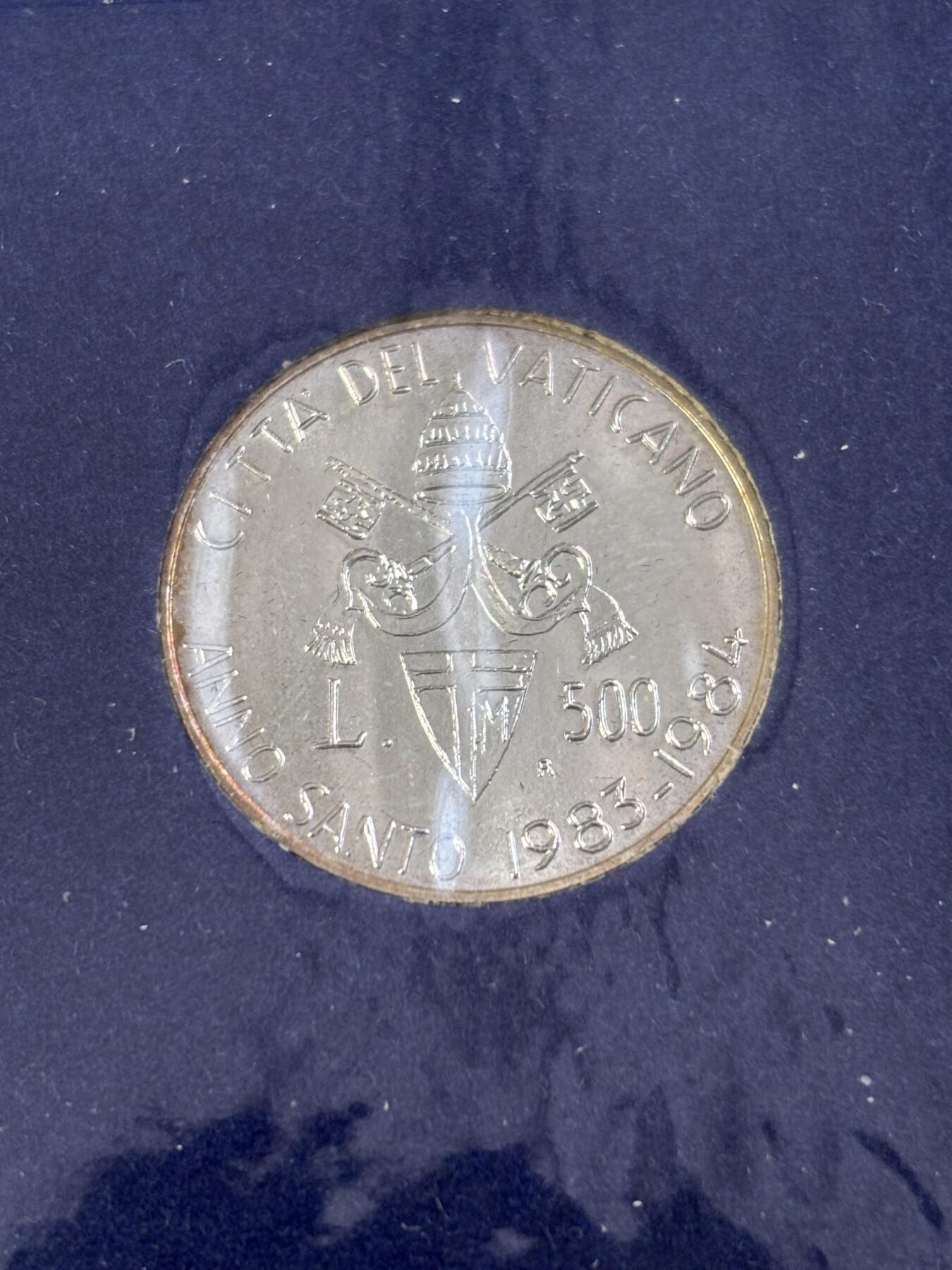 第190期拍卖 梵蒂冈1983-1984年500/1000里拉非流通银币 圣年 835银11/14.6克 套装