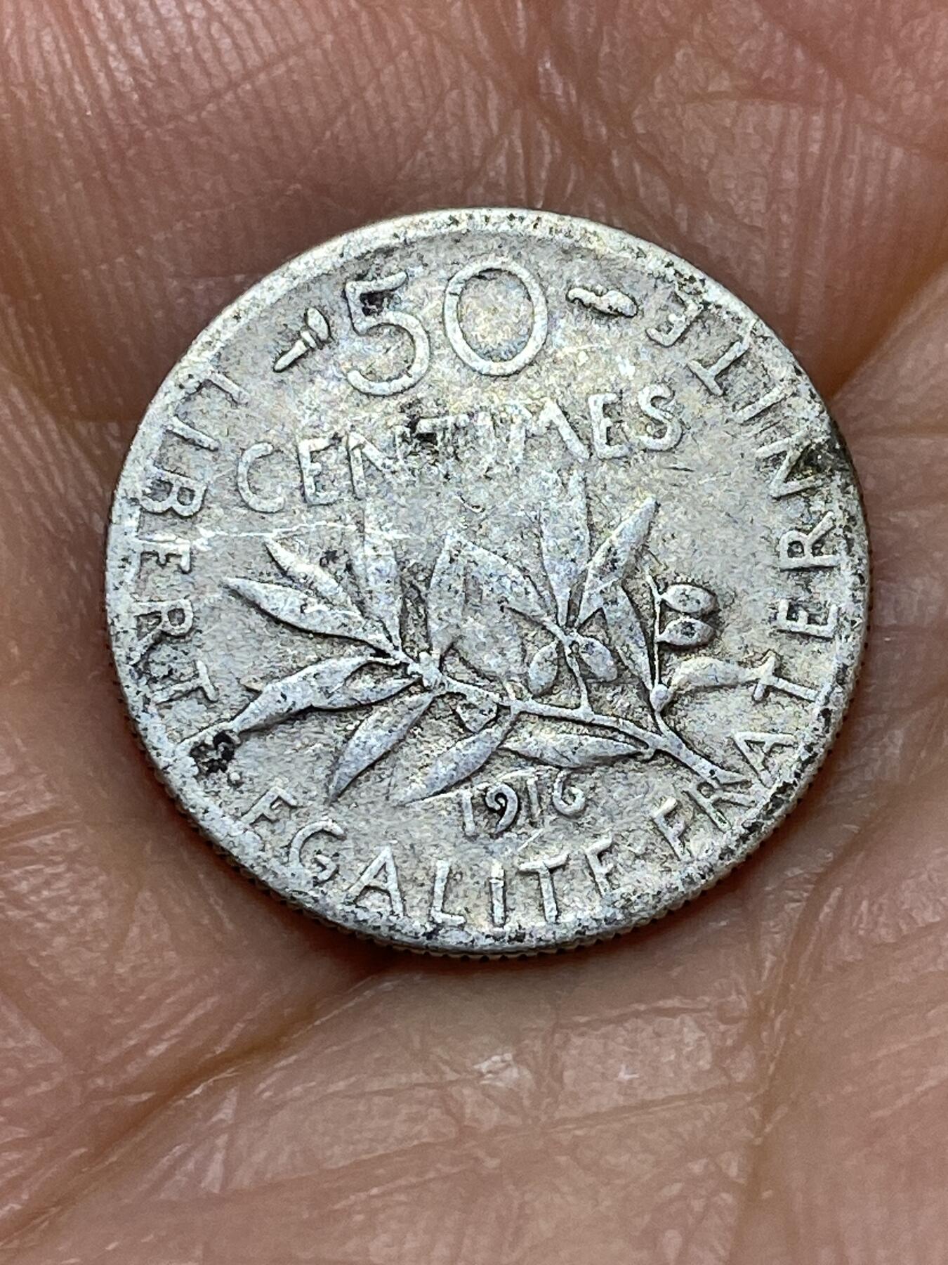 2026年第十九场(总第一百八十八场）外国好品散币场(免佣金) 法兰西第三共和国1916年50生丁银币(第二版，835高银)