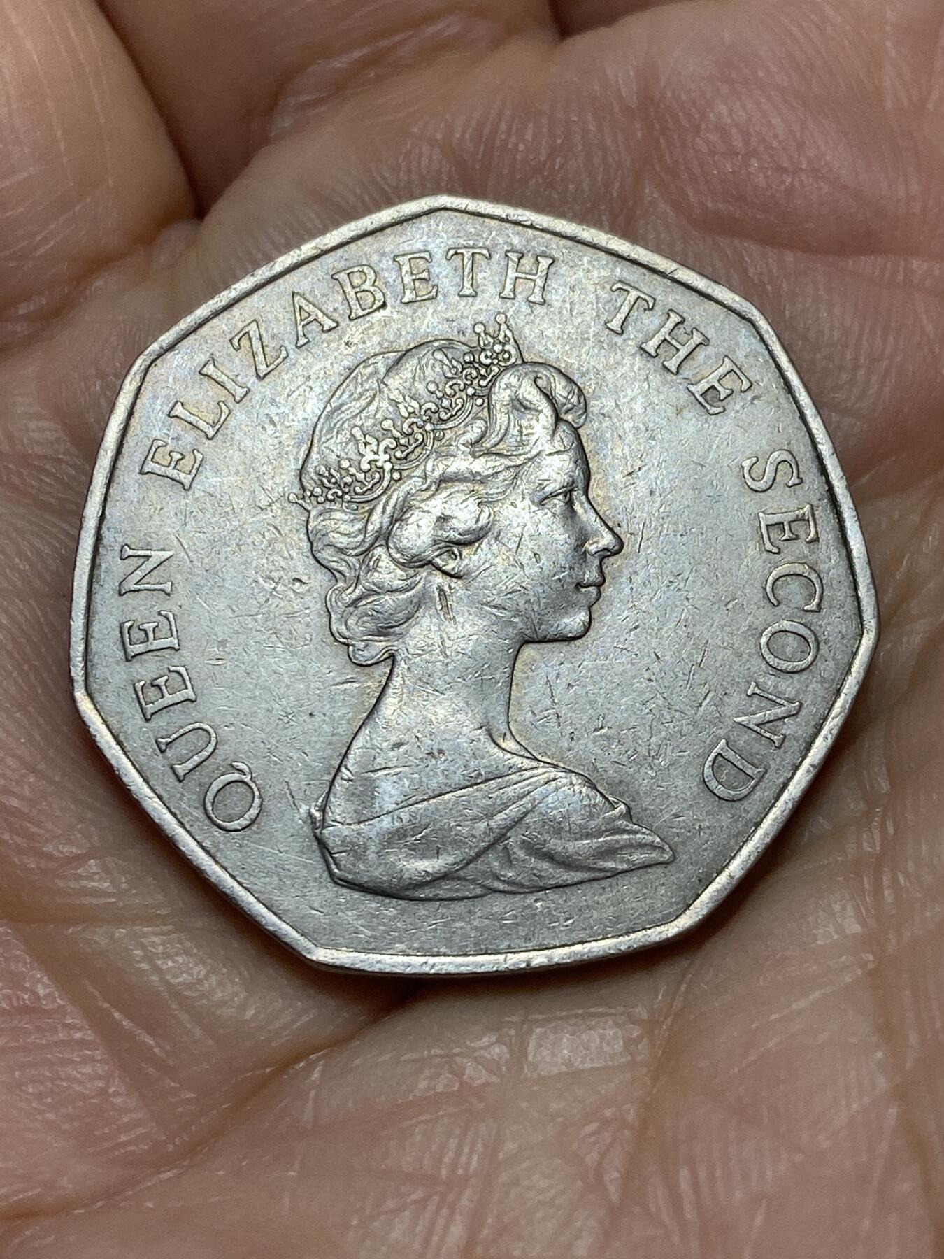 2026年第十九场(总第一百八十八场）外国好品散币场(免佣金) 英属泽西岛🇯🇪1969年50新便士(伊丽莎白二世中年花冠，十进制第一套首发年)