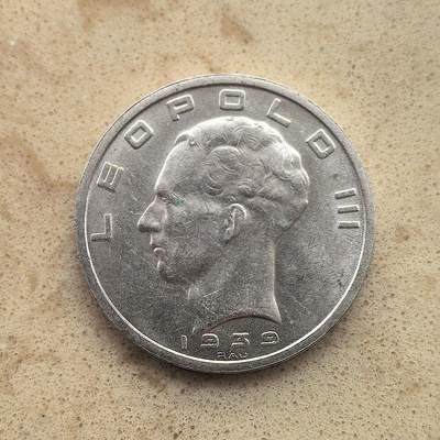 道一币馆币章第一百六十五场 - 比利时1939利奥波特三世50法郎银币   20g 835s