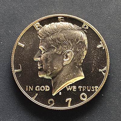 【全场包邮】纯粹捡漏拍500场-持续更新中 - 美国1970年肯尼迪半元精制银币【30.6毫米11.5克40%】