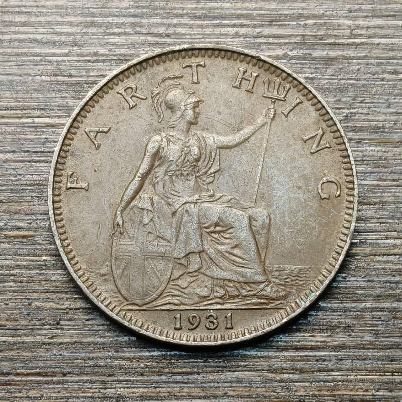 【本场4.12号发货】★第145★散币专场 不寄存，30包邮。不满30元，支付5元运费。《接受代拍 代送NGC评级》 16【无寄存】英国 1931年 乔治五世 1法新 铜币