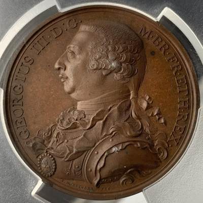 掌中浮雕-藏着的欧洲第052场 - PCGS SP64 : 1798年英国乔治三世纪念铜章，48mm，C.H. Küchler雕刻
