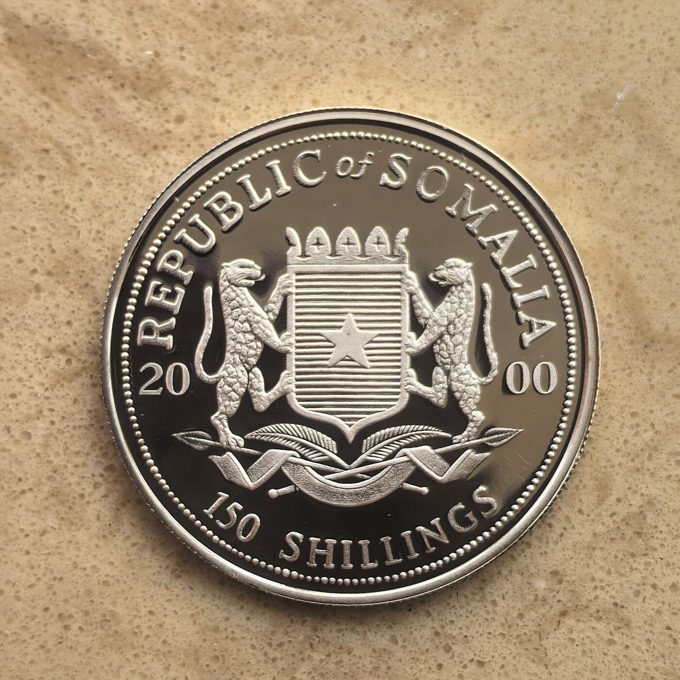 道一币馆币章第一百六十五场 索马里2000年航海家哥伦布150先令精制银币 15g 999s