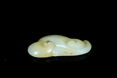 上海都达杂项专场四十七【全场包邮】  和田玉籽料精雕《灵芝如意》挂件90-21