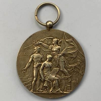 掌中浮雕-藏着的欧洲第052场 - 法国新艺术百年古董镀金银章奖牌， 36mm ，18.43g