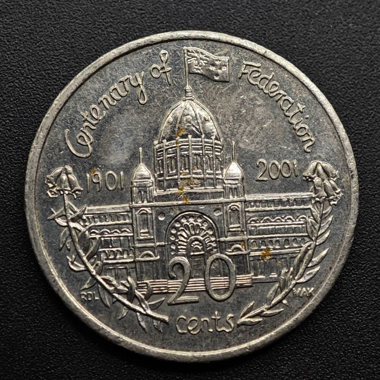 【淘币小摊】实时拍第八百六十三拍   小银币散币场   年前最后一周 之前的预留小年前全部发出 请更换最新收货地址  澳大利亚2001年州联邦百年20分纪念币