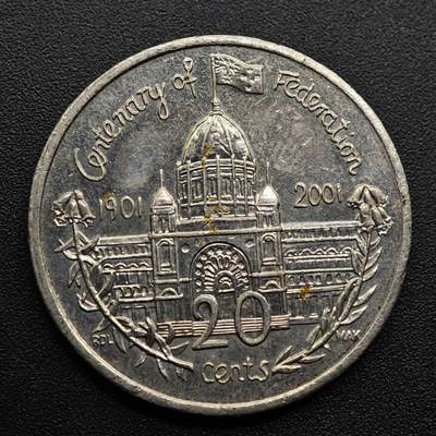 【淘币小摊】实时拍第八百六十三拍   小银币散币场   年前最后一周 之前的预留小年前全部发出 请更换最新收货地址  - 澳大利亚2001年州联邦百年20分纪念币