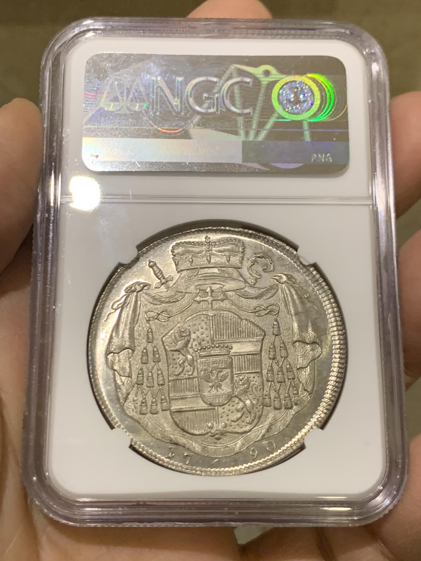 《竞宝斋》第464场 周日，周一，周二，3场连拍 （全场包邮）欢迎送拍 唯一冠军分 NGC MA64+ 1790 萨尔茨堡亲王大主教 泰勒大银币 绝美状态历经200多年犹如初铸 全甚打PL底板 入手便是所有