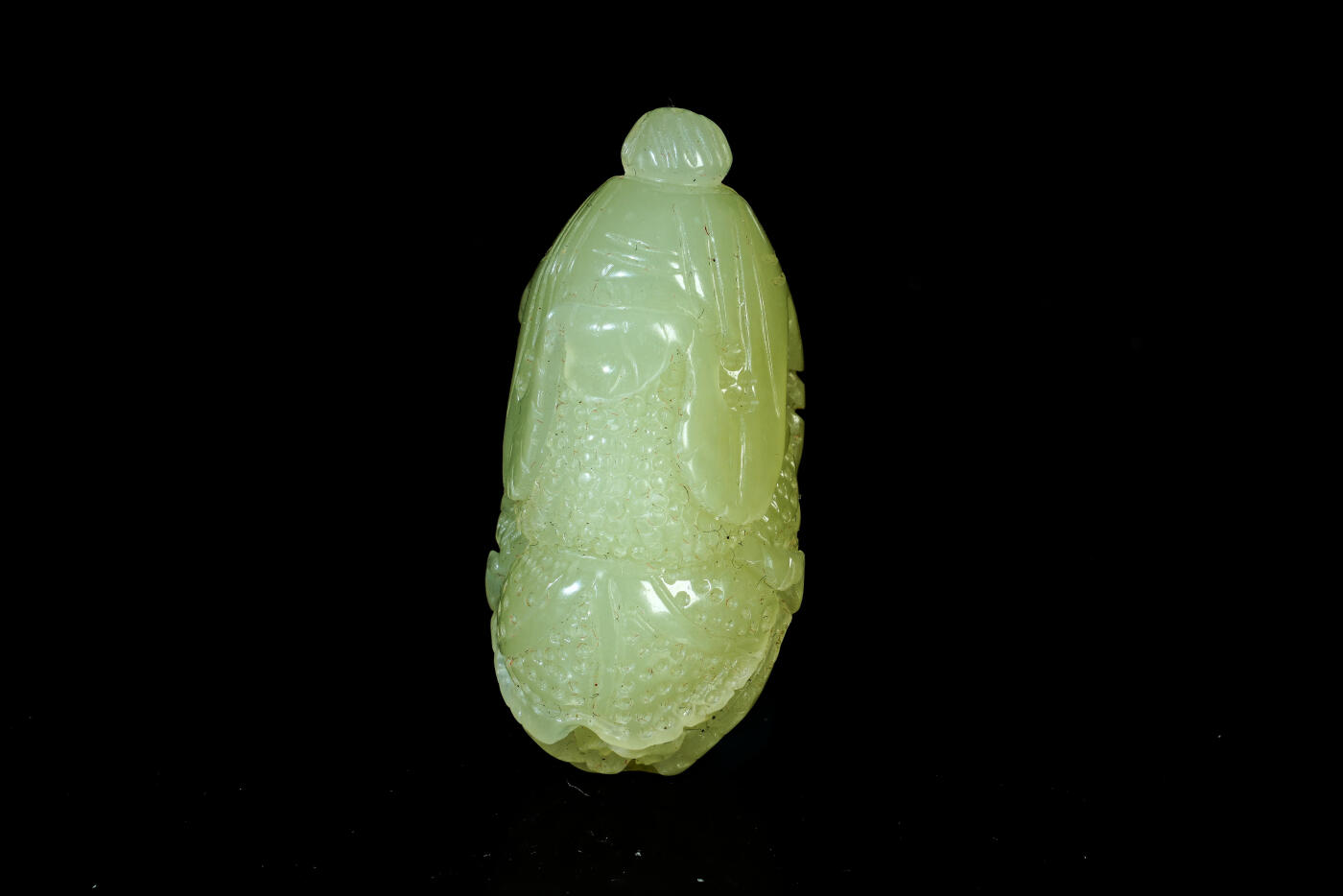 上海都达杂项专场十九（全场包邮） 和田玉湖水绿精雕《百财》挂件