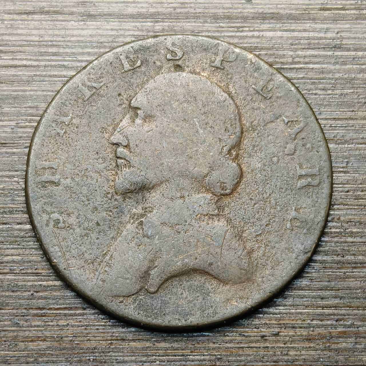 【本场4.12号发货】★第145★散币专场 不寄存，30包邮。不满30元，支付5元运费。《接受代拍 代送NGC评级》 17【无寄存】英国 1790年 沃里克郡莎士比亚 半便士