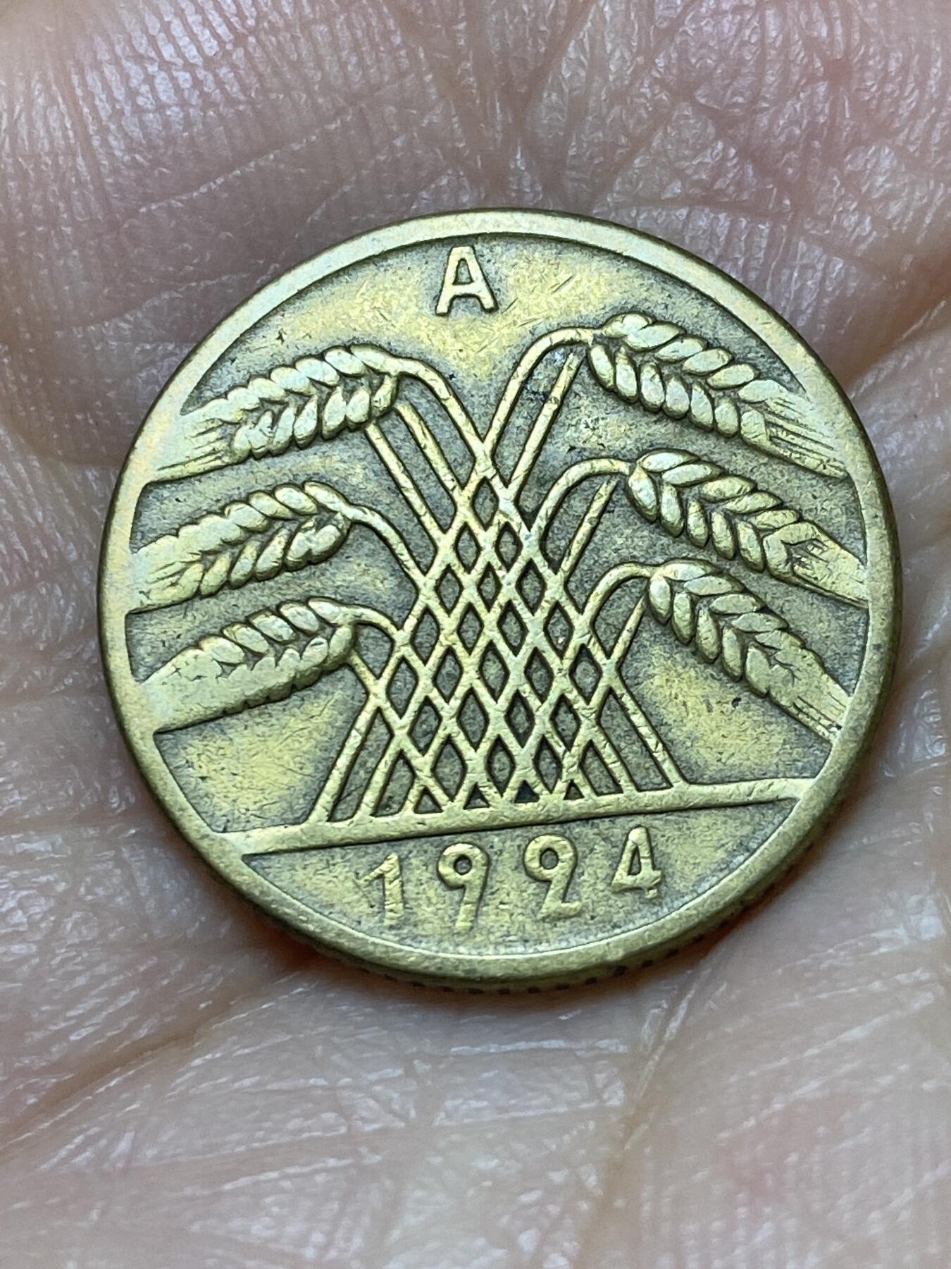 2026年第十九场(总第一百八十八场）外国好品散币场(免佣金) 德意志魏玛共和国1924年10芬尼(RENTEN–地产抵押马克，A标柏林造，仅发行3年 )