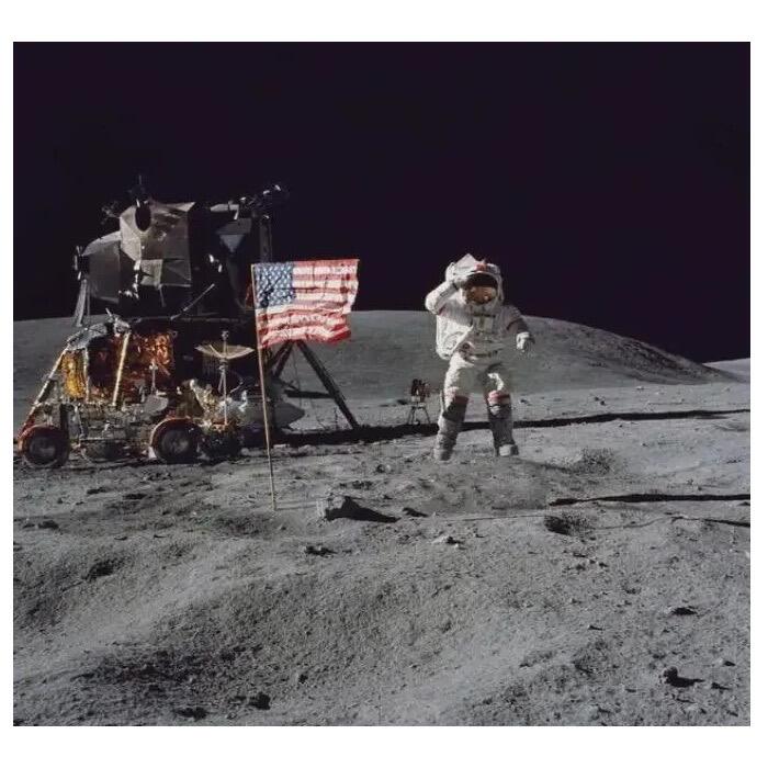 美国1969年 阿波罗11号+阿姆斯特朗登月 高浮雕精制大镀金章 月球一小步 人类一大步 40MM