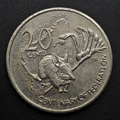 【淘币小摊】实时拍第八百六十三拍   小银币散币场   年前最后一周 之前的预留小年前全部发出 请更换最新收货地址  - 澳大利亚2001年州联邦百年20分纪念币