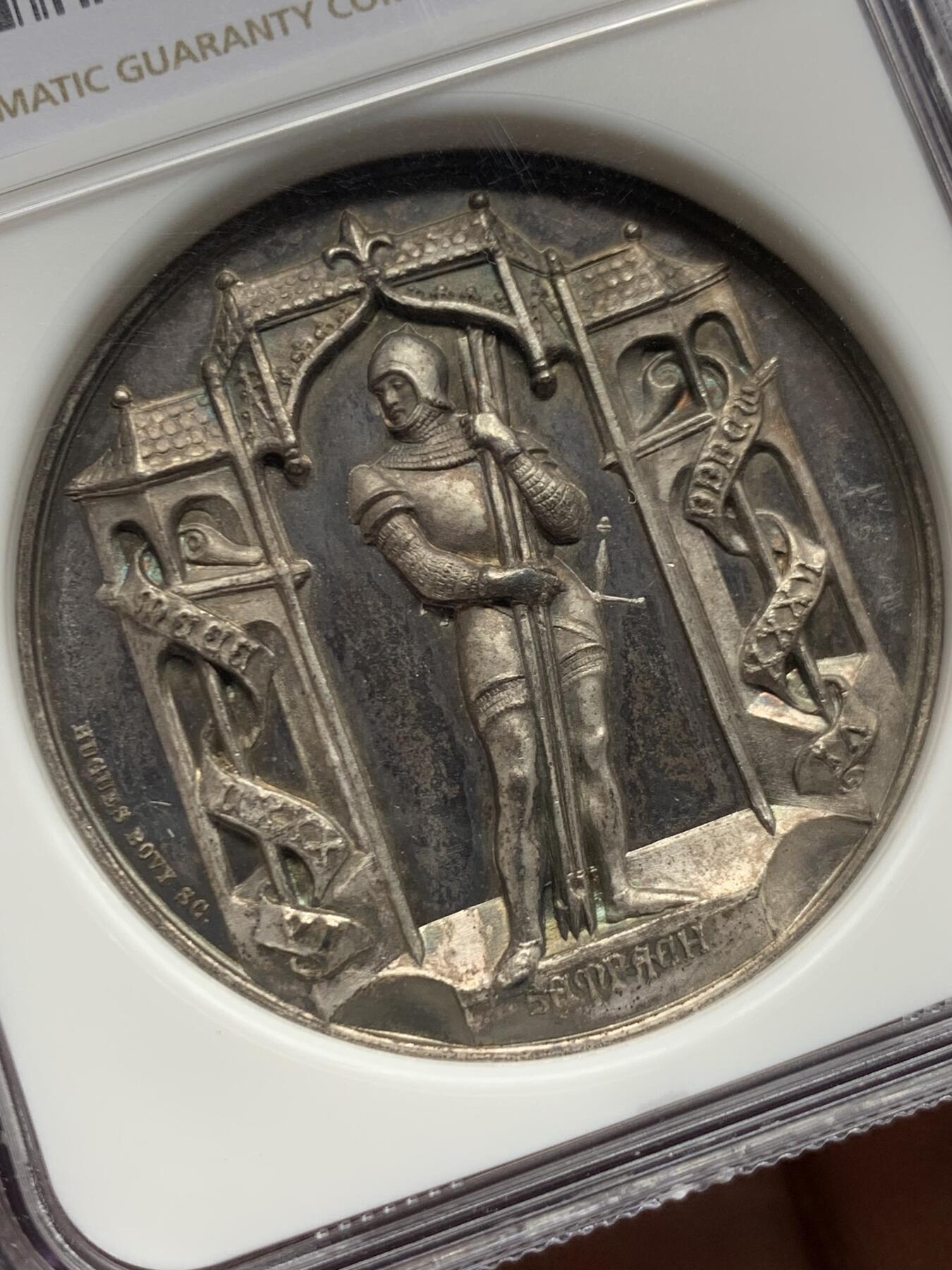 《竞宝斋》第465场 周日，周一，周二，3场连拍 （全场包邮）欢迎送拍 NGC MS63 瑞士1886年森帕赫战役胜利500周年纪念银章 加厚盒