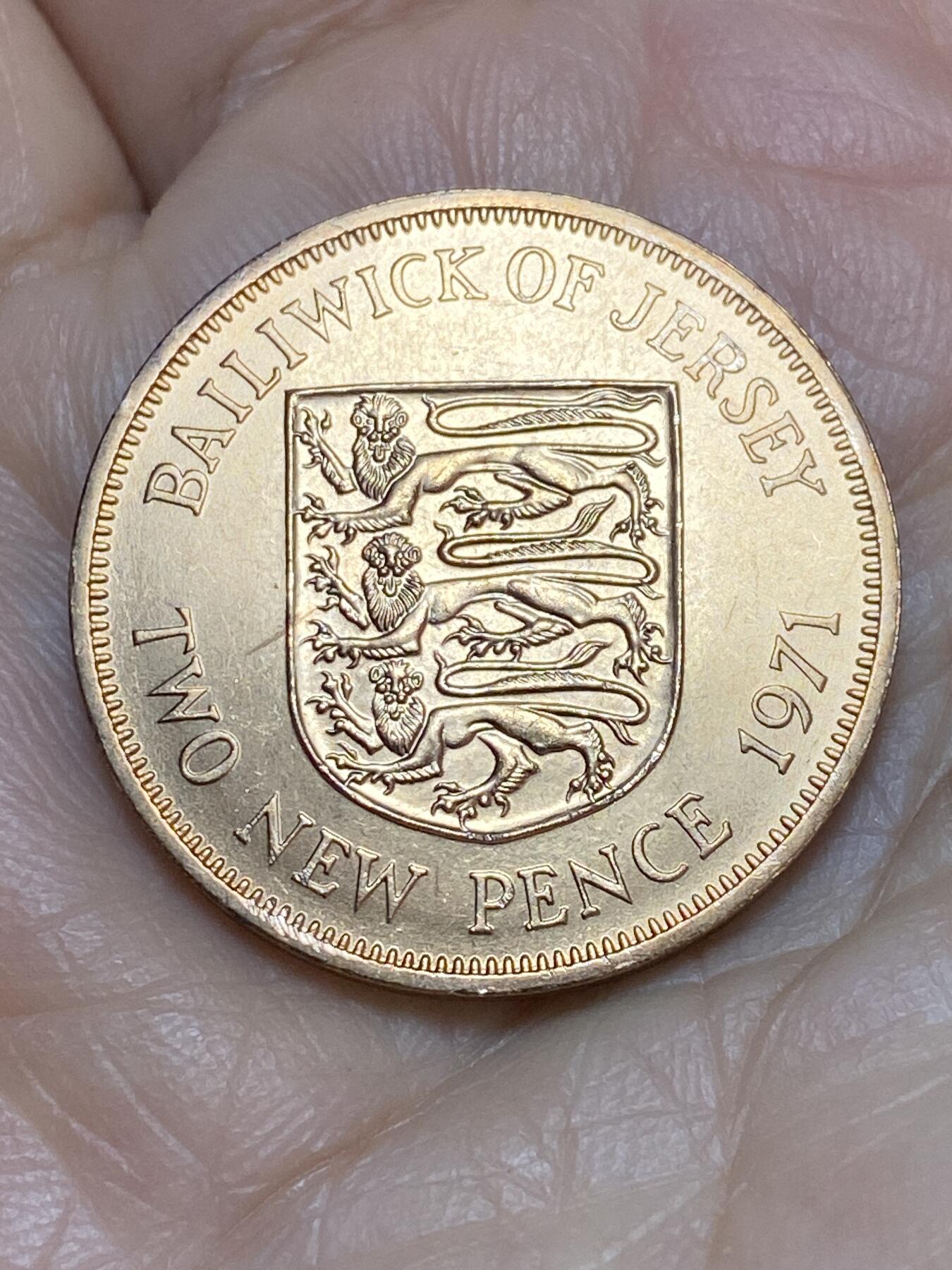 2026年第十九场(总第一百八十八场）外国好品散币场(免佣金) 英属泽西岛🇯🇪1971年2新便士(伊丽莎白二世中年花冠，十进制第一套首发年)