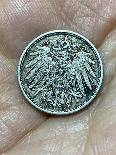 2026年第十九场(总第一百八十八场）外国好品散币场(免佣金) - 少见年份厂标–德意志帝国1904年5芬尼(威廉二世时期，E标穆尔登许滕造)
