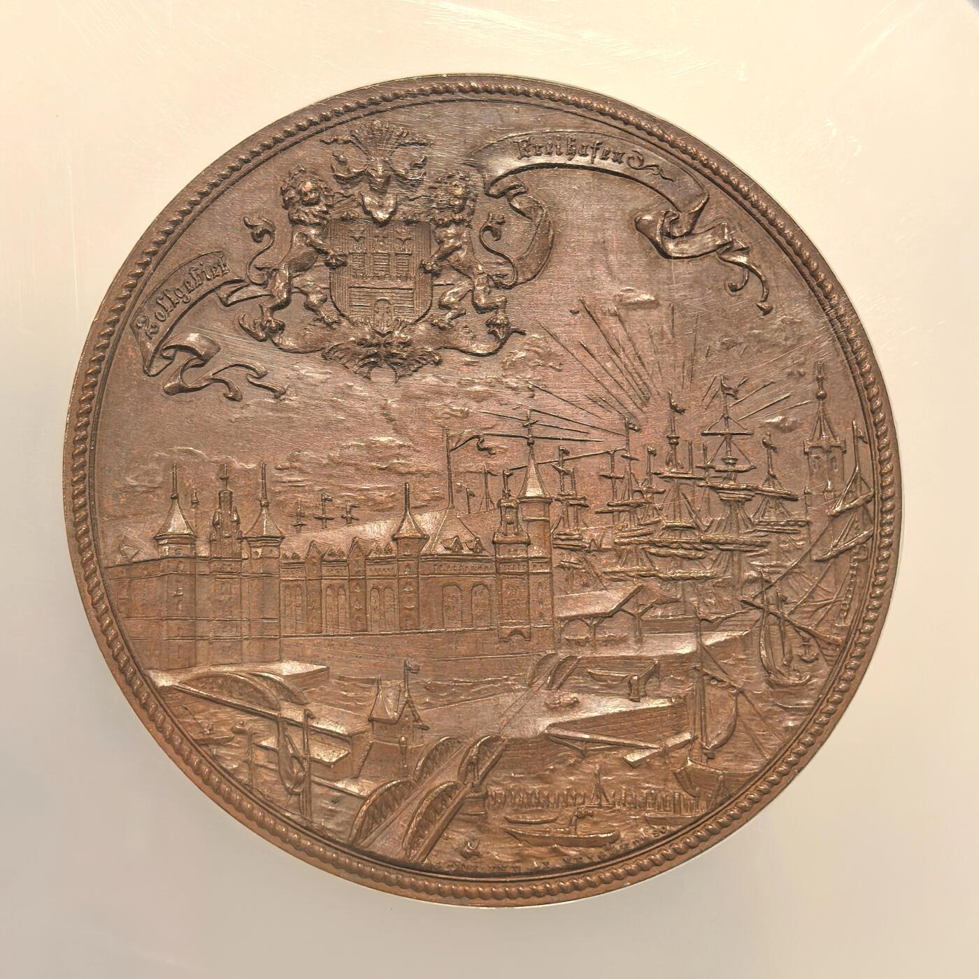 博洋堂“心向春光”2月精品大拍专场暨第160期（全场包邮） NGC MS63BN 冠军分！德国1888三皇年纪念汉堡市歌德学院巨大铜章，54mm大尺寸，背面百年风景依旧历历在目！