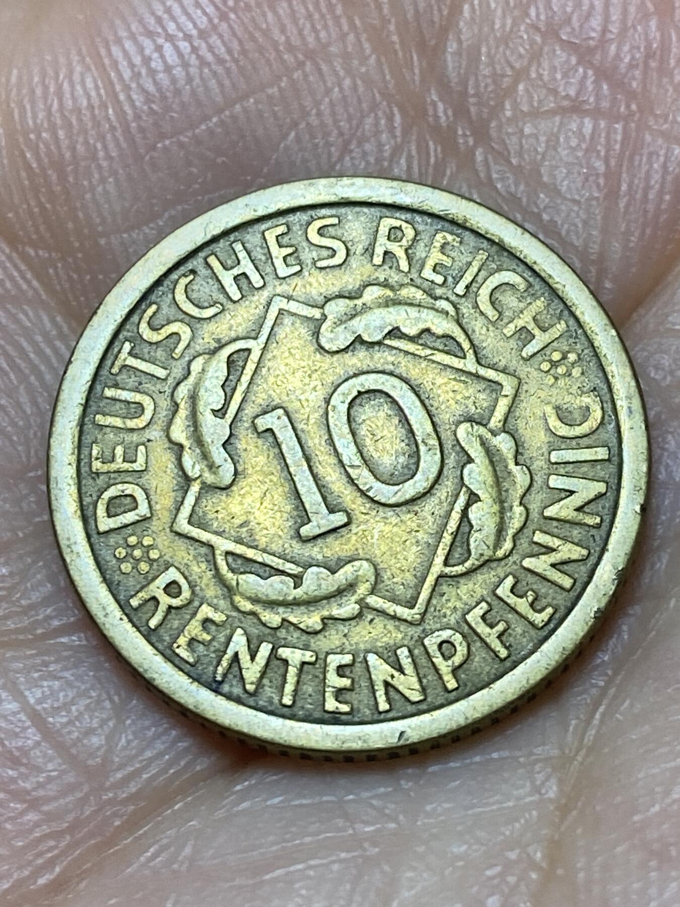 2026年第十九场(总第一百八十八场）外国好品散币场(免佣金) 德意志魏玛共和国1924年10芬尼(RENTEN–地产抵押马克，A标柏林造，仅发行3年 )