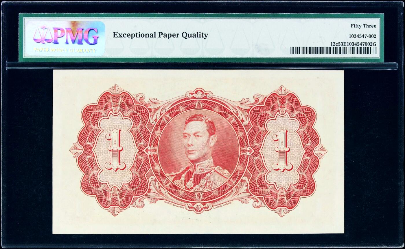 【Blue Auction】世界纸币精拍第782期——18级TOP拍卖/信誉/品质/专业/高效💫 【H/1冠少见】英属圭亚那 1942年1元 大瀑布 巨嘴鸟 英王乔六 雕刻精美 W&S出品 PMG53EPQ 近新原票状态非常好 （一张50E普通冠 死中折的前年拍了780美金 状态远没这张好）