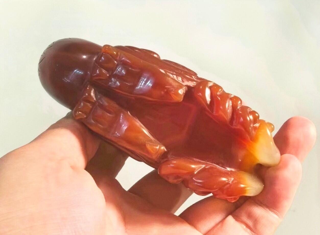 兰馨堂竹雕专场 民国创汇玛瑙雕凤凰卧凤摆件笔架  