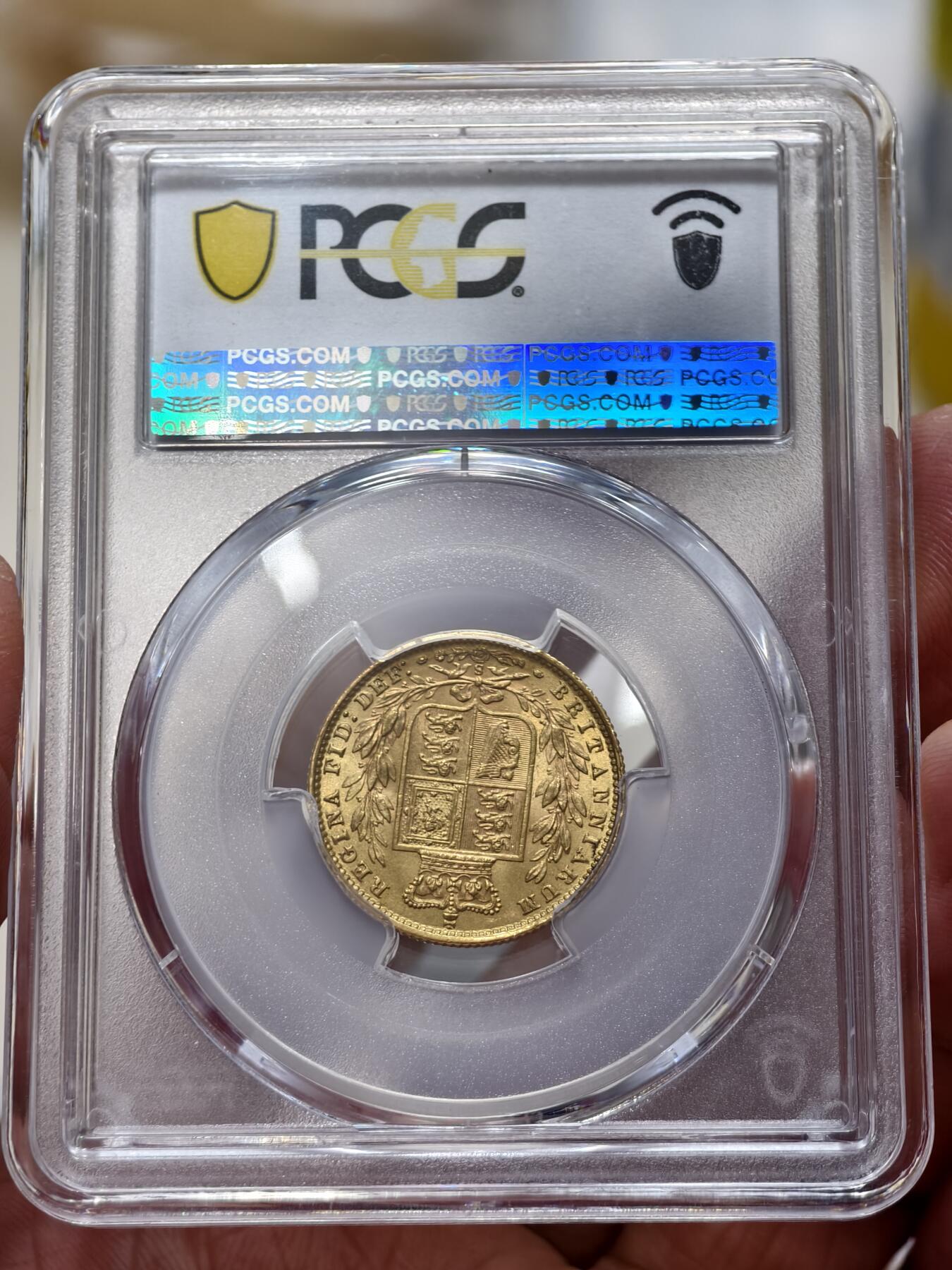 PCGS-MS62英属澳大利亚维多利亚青年版盾徽索维林金币