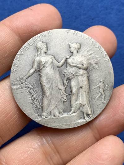 《竞宝斋》第465场 周日，周一，周二，3场连拍 （全场包邮）欢迎送拍 - 法国A.Dubois农业协会银章，35.80g，40.3mm，丰饶角1argent边铭