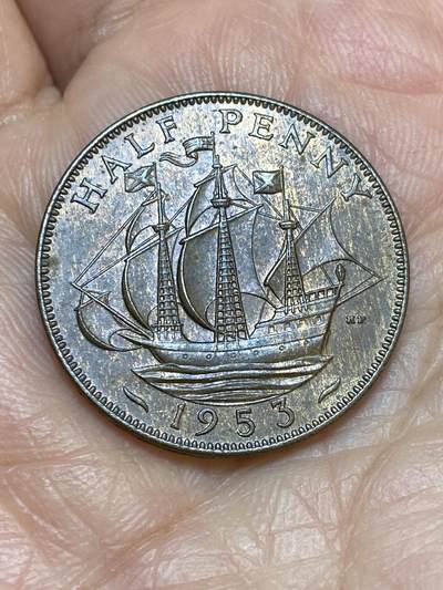 2026年第十九场(总第一百八十八场）外国好品散币场(免佣金) - 英国🇬🇧1953单年份1/2便士(伊丽莎白二世加冕年，第一版)