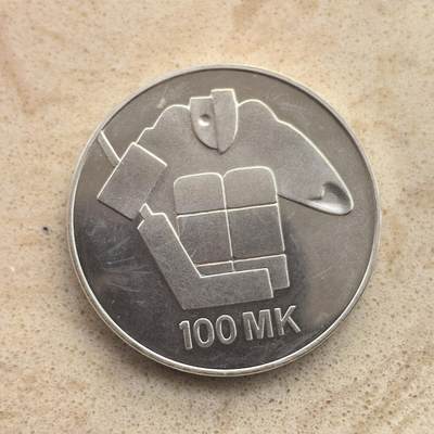 道一币馆币章第一百六十五场 - 芬兰1991年世界冰球锦标赛100马克银币     24g  830s