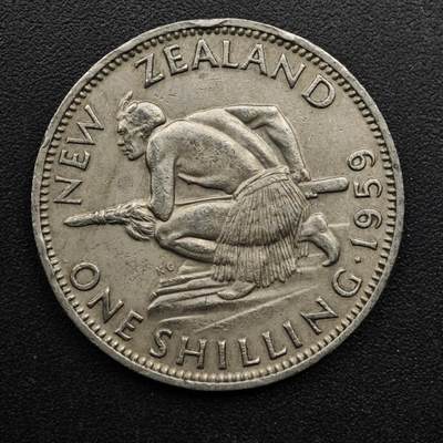 【淘币小摊】实时拍第八百六十三拍   小银币散币场   年前最后一周 之前的预留小年前全部发出 请更换最新收货地址  - 新西兰1959年伊丽莎白二世一先令镍币