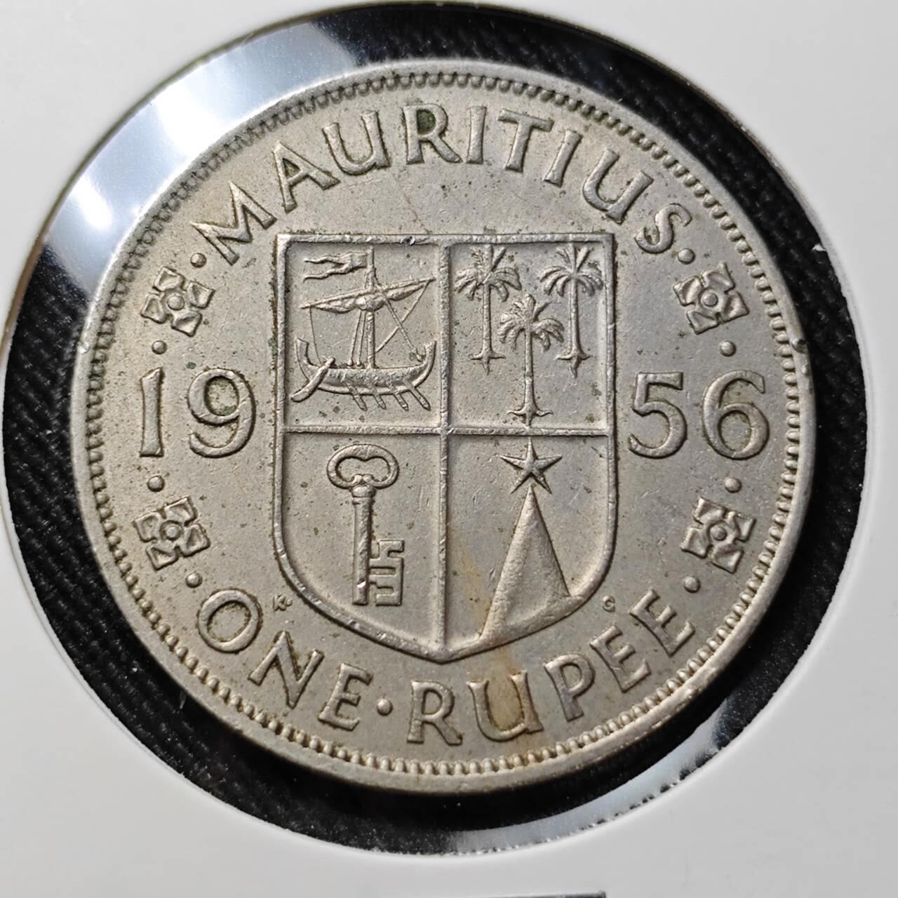 KK钱币收藏小铺  第392期  2月预留时间 周末发货  1956英属毛里求斯1卢比