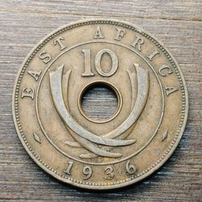 【本场4.12号发货】★第145★散币专场 不寄存，30包邮。不满30元，支付5元运费。《接受代拍 代送NGC评级》 - 56【无寄存】英属东非 1936年10分 铜币